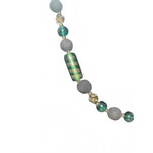 Vintage Glass Bead Black and Green Beaded Necklace